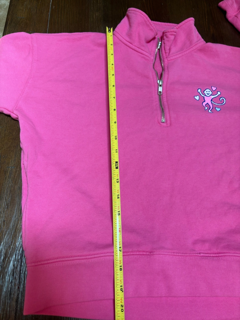 Roller Rabbit Monkey Love Pink Half Zip Cropped Pullover Sweatshirt Size XS - Picture 6 of 8